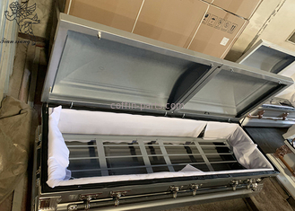 Funeral Metallic Coffin Customizable Interior ISO9001 Certificate