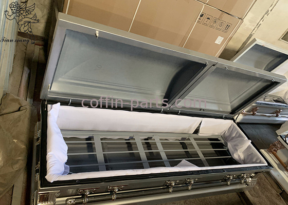 Funeral Metallic Coffin Customizable Interior ISO9001 Certificate