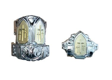 Customized Cross Piece Coffin Parts With Gold Cross Slice Copper Color ABS Material