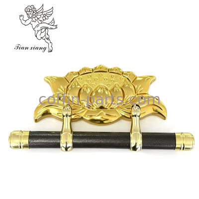 Glanzend vergulde gesneden lotus ornament niet-glijdende bar kist swing bar handvat voor begrafenis kist